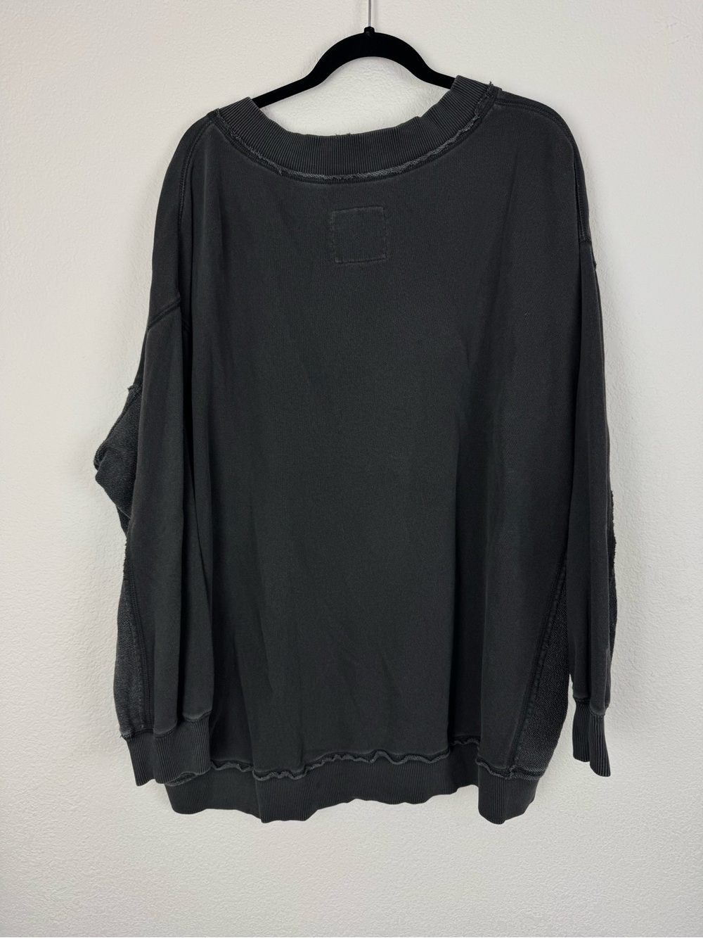 Aerie Dark Charcoal Grey V Neck Oversized Pullover Sweatshirt Sweater - Picture 2 of 5